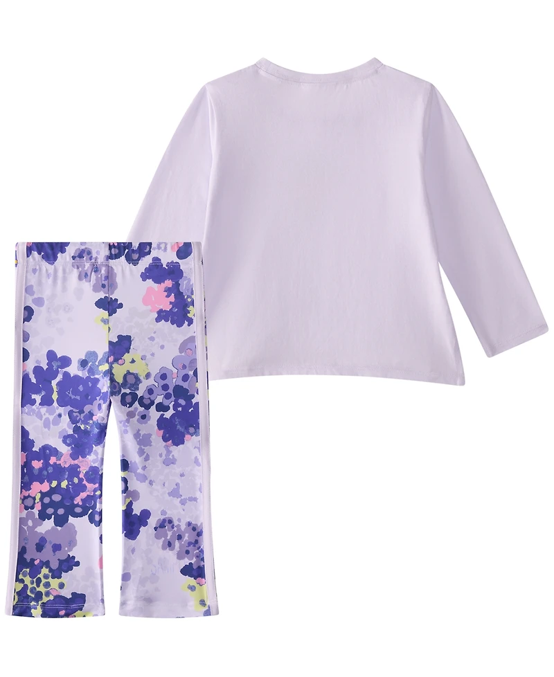adidas Baby Girls' Long-Sleeve T-Shirt and Pants, 2-Piece Set