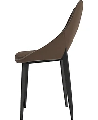 LeisureMod Amalfi Upholstered Fabric Dining Chair Set of 2 Modern Side with Iron Legs, Mid-Century Accent for Room or Kitchen