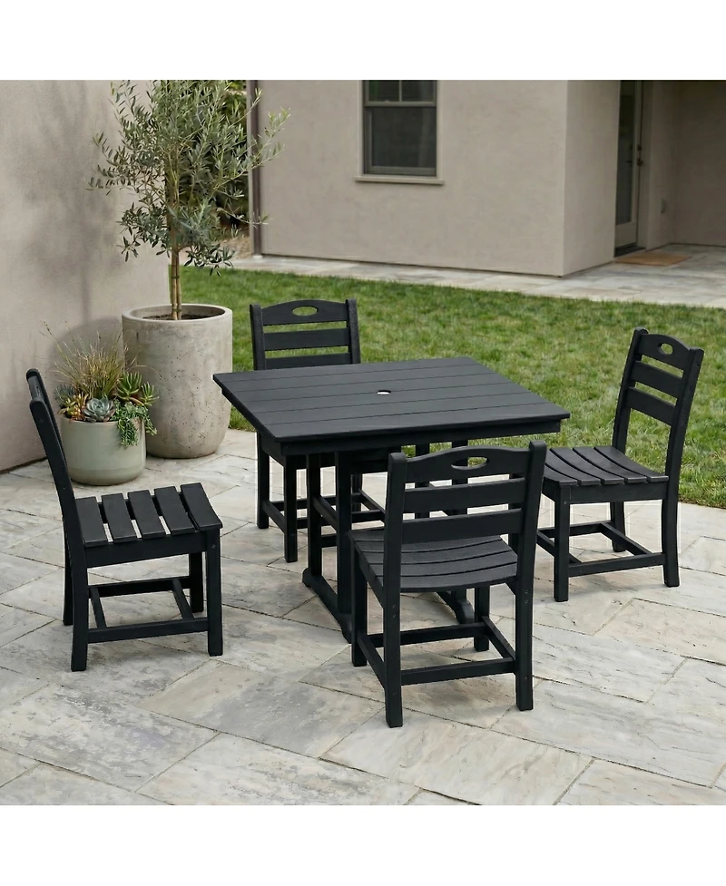 Streamdale Furniture Hdpe 4-Piece Square Patio Dining Set with Umbrella Hole
