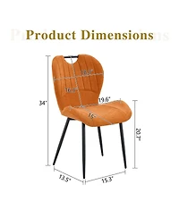 Streamdale Furniture Set of 4 Fabric Dining Chairs with Metal Frame