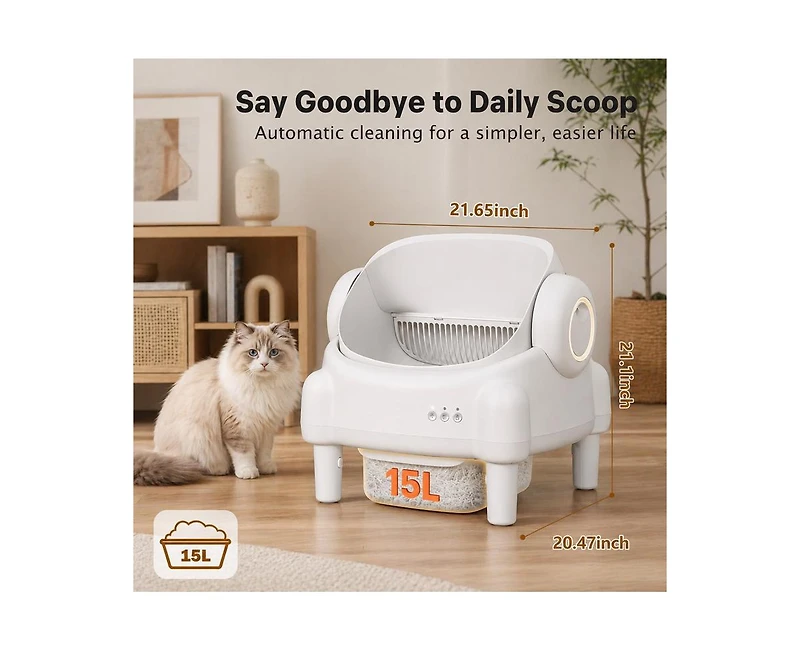 Cumrige Automatic Litter Box Self Cleaning Litter Box Equipped with App Control and Safety Protection Functions