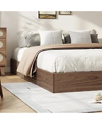 homfan Low Profile Platform Bed Frame with Wooden Slats, Minimalist Mattress Foundation, No Box Spring Needed, Easy Assembly