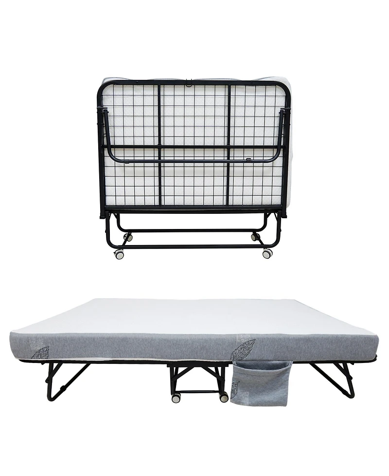 homfan Folding Bed with 5 in Memory Foam Mattress, Rollaway Guest Bed on Wheels