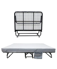 homfan Folding Bed with 5 in Memory Foam Mattress, Rollaway Guest Bed on Wheels