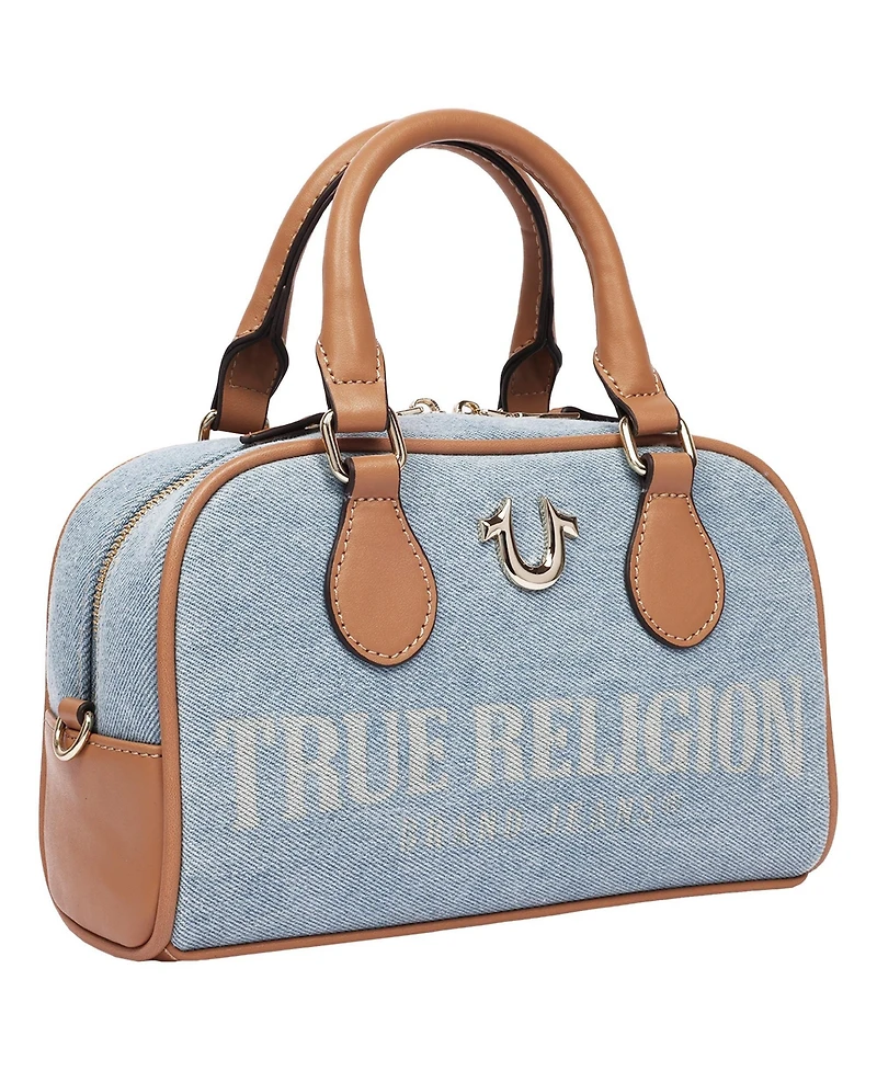 True Religion Women's Denim Logo Mini Satchel Crossbody Bag