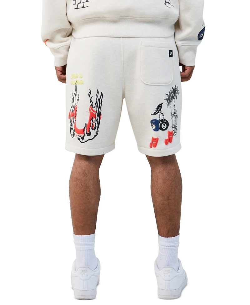 True Religion Men's Sloth Guitar Graphic Lightweight Shorts