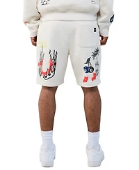 True Religion Men's Sloth Guitar Graphic Lightweight Shorts