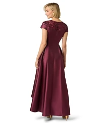 Adrianna Papell Women's Sequin Combo Mikado High-Low Ball Gown