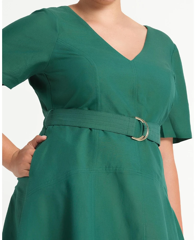 Estelle Women's Aelin Linen Belted Fit Flare Maxi Dress