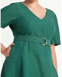 Estelle Women's Aelin Linen Belted Fit Flare Maxi Dress