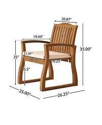 Clihome 2-Pack Acacia Wood Outdoor Dining Chairs Patio Armchairs