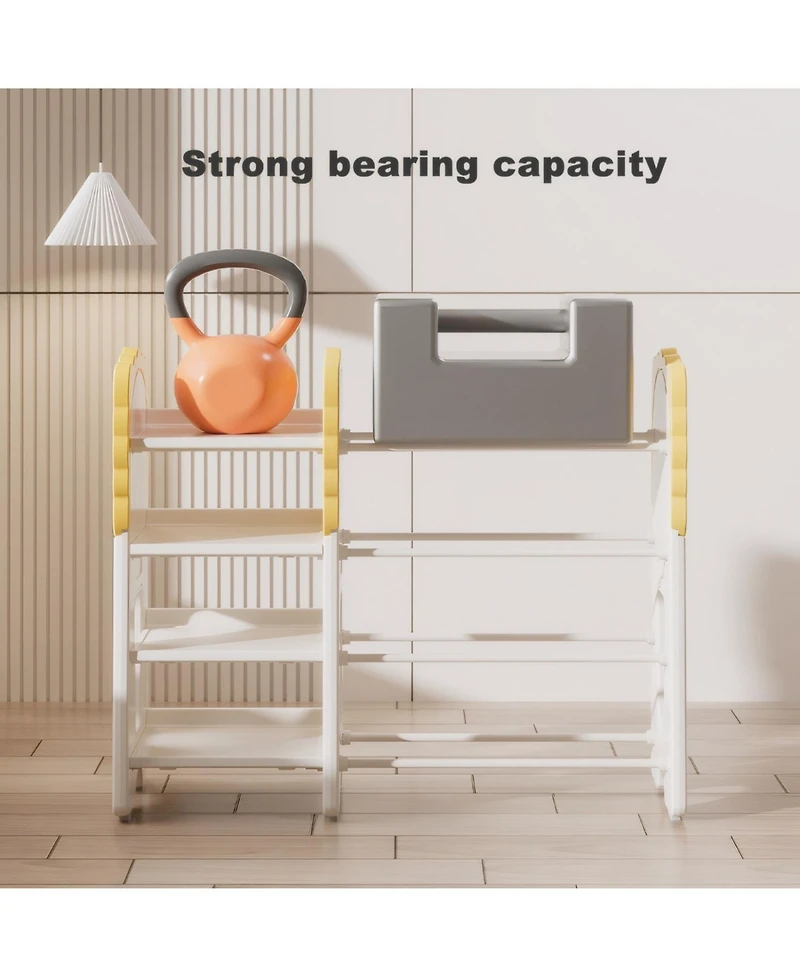 Rainsken 4-Tier Kids Bookshelf and Toy Organizer with 8 Removable Storage Bins, for Study Room, Bedroom, Playroom, Classroom and Nursery