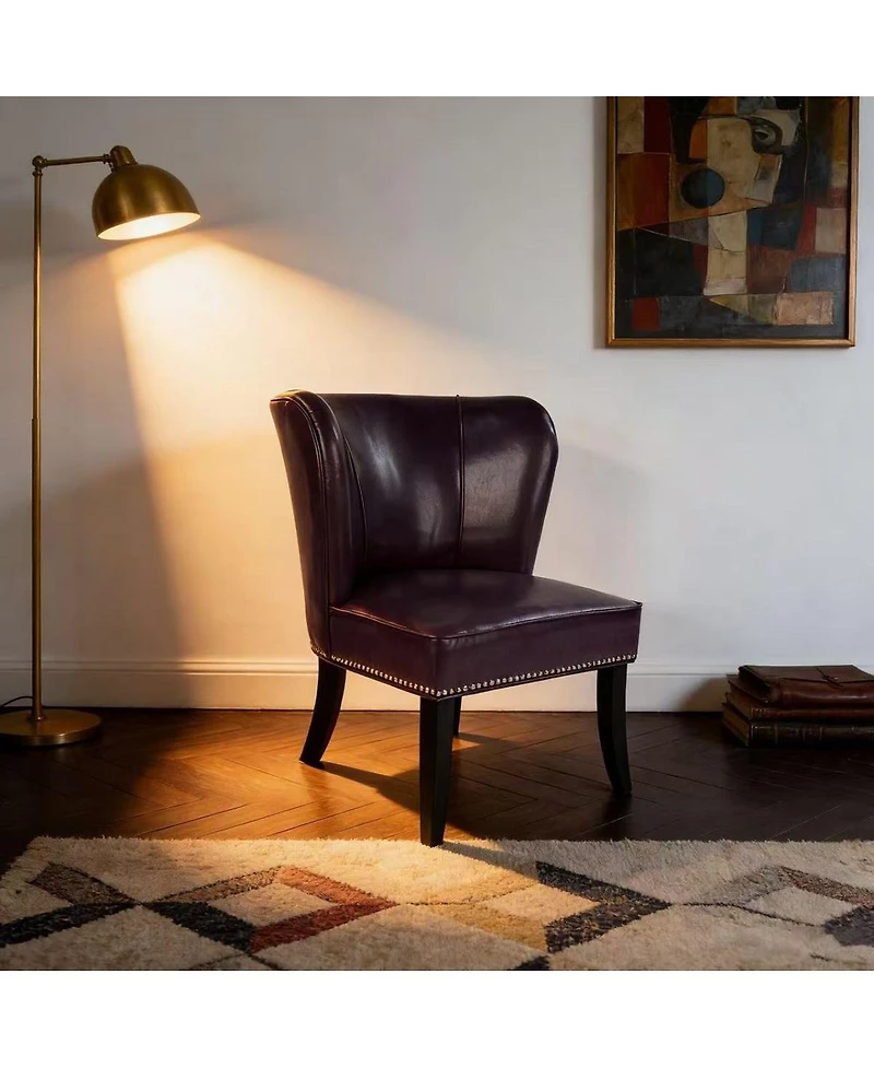 Streamdale Furniture Pu Leather Accent Chair with Rivet Trim