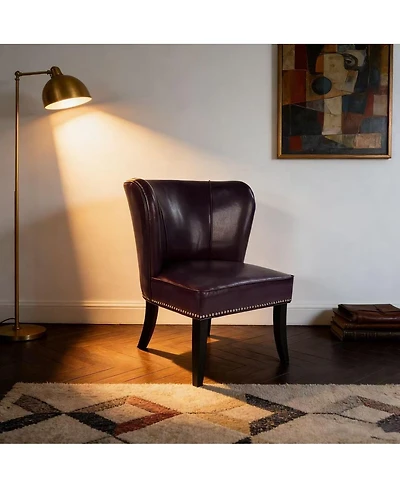 Streamdale Furniture Pu Leather Accent Chair with Rivet Trim