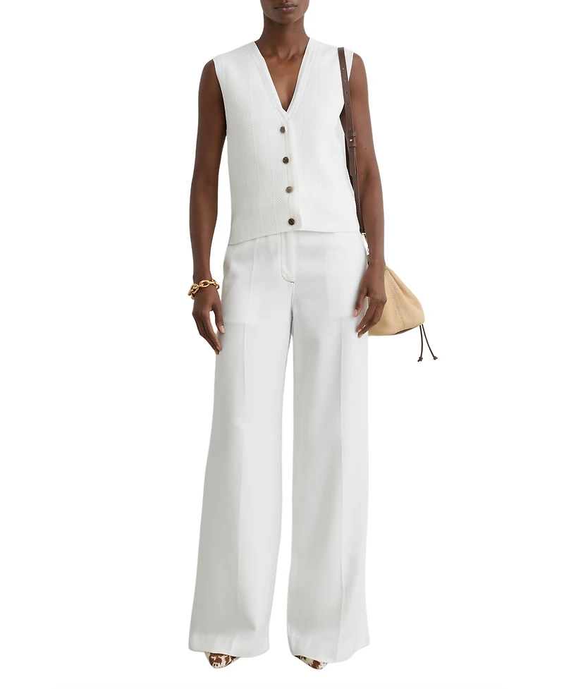 Reiss Women's Textured-Knit Button-Through Waist Sweater