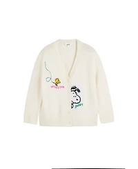 Chinti and Parker Women's Wool-Cashmere Snoopy Embroidered Cardigan