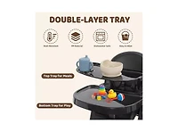 Kinder King BabyKinder Convertible Baby High Chair with Wood Grain Removable Double Tray and Easy Clean Design