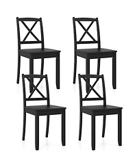 Gymax Dining Chair Set of 4 Kitchen Side Chairs With Rubber Wood Legs and Cross Back