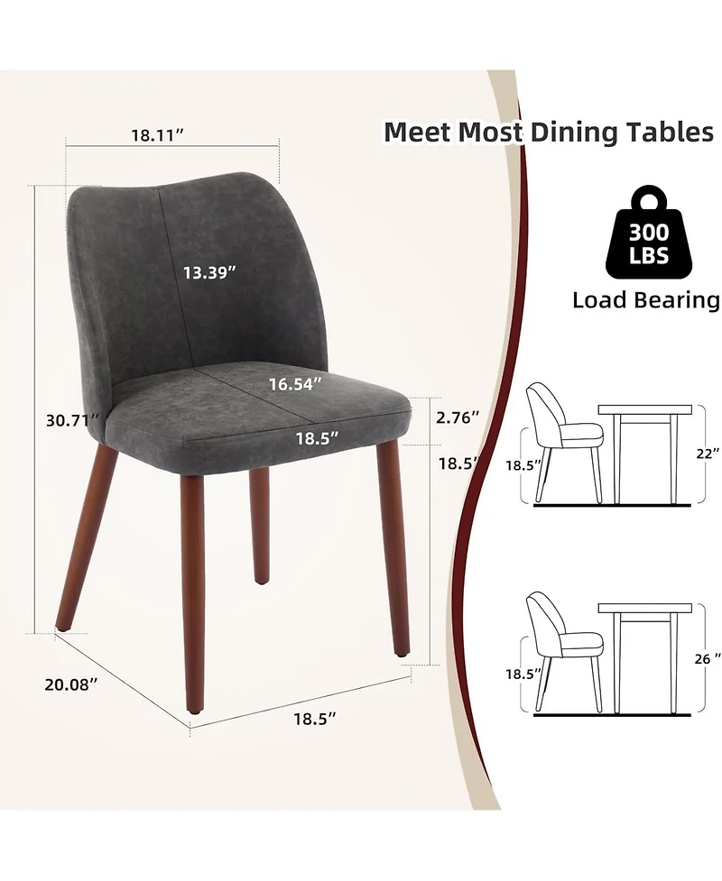 gaomon Dining Chair Set of 6, Linen Upholstered Dining Chair with Solid Wood Legs, Wing Backrest, Wooden Kitchen Chair