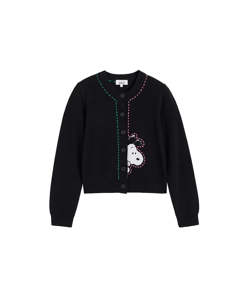 Chinti and Parker Women's Wool-Cashmere Snoopy Peep Cardigan