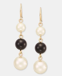 Charter Club Glass and Faux Pearl Linear Drop Earrings, Macy's Exclusive