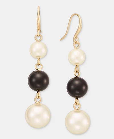 Charter Club Glass and Faux Pearl Linear Drop Earrings, Macy's Exclusive