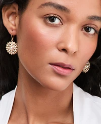 Charter Club Faux Pearl and Glass Leverback Drop Earrings, Macy's Exclusive