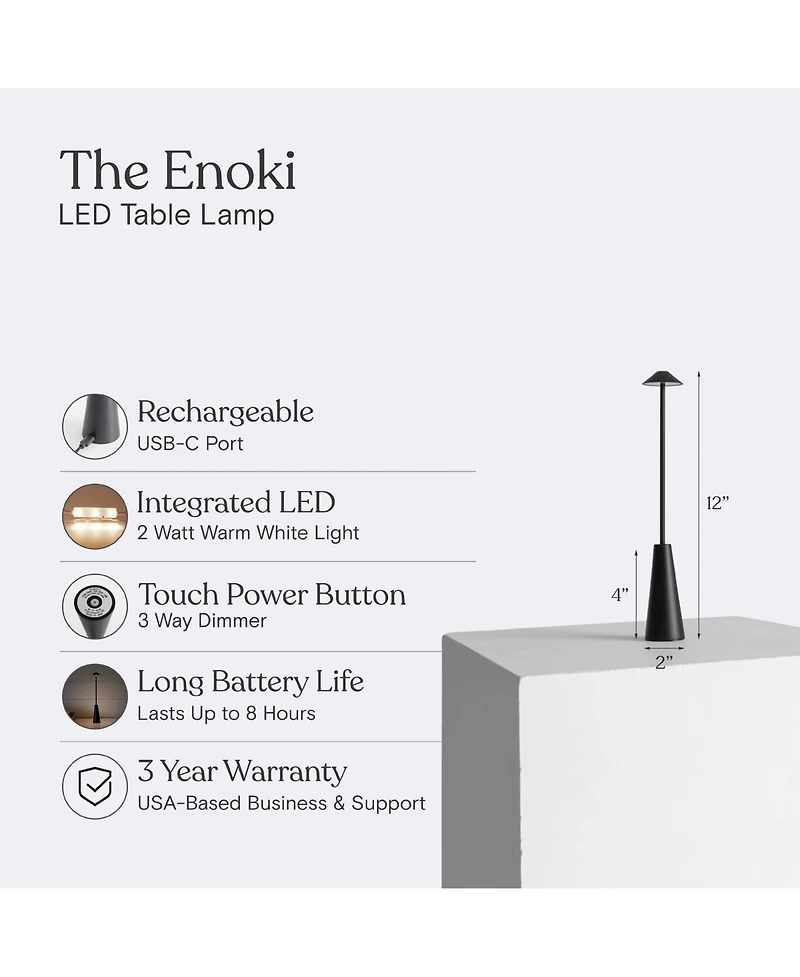 Brightech Enoki 12" Cordless Rechargeable Led Bistro Table Lamp