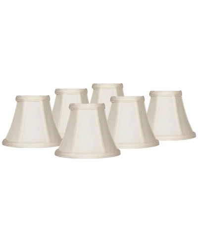 Imperial Shade Set of 6 Hardback Bell Lamp Shades Evaline Cream Small 3" Top x 6" Bottom x 5" High Candelabra Clip-On Fitting