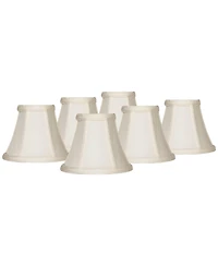 Imperial Shade Set of 6 Hardback Bell Lamp Shades Evaline Cream Small 3" Top x 6" Bottom x 5" High Candelabra Clip-On Fitting