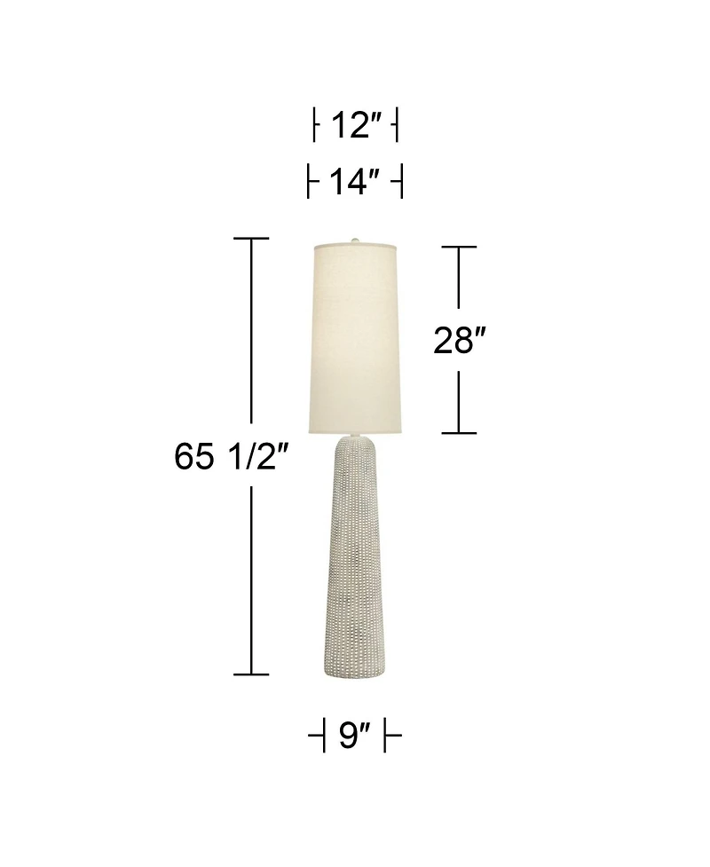 Regency Hill Leisa Mid Century Modern Southwest 64 1/2" Tall Standing Floor Lamp Foot Switch Natural Hammered Pattern