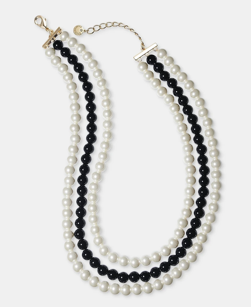 Charter Club Glass and Faux Pearl Three-Row Necklace, Macy's Exclusive
