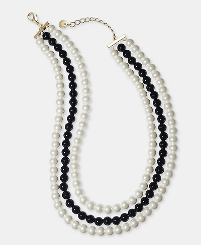 Charter Club Glass and Faux Pearl Three-Row Necklace, Macy's Exclusive