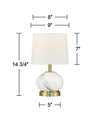 Possini Euro Design Possini Euro Liana 14 3/4"H Gray White Glass Battery Power Accent Lamp