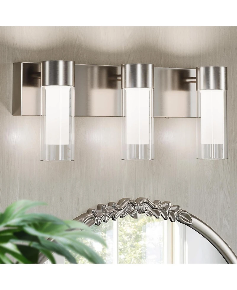 Tribesigns Led Bathroom Light Fixtures, 3-Light Vanity Lights Over Mirror, Wall Lights with 3 Color Modes and Sand Nickel Finish