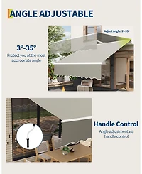 gaomon 13'x10 inches Retractable Waterproof Patio Awning, Sun Shade Awning with Manual Crank Handle