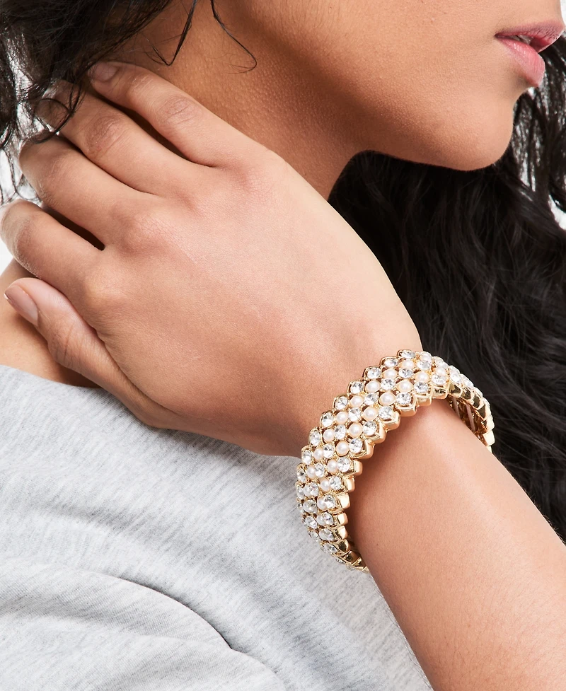 Charter Club Faux Pearl and Glass Stretch Bracelet, Macy's Exclusive