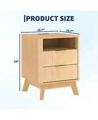 homfan Fluted Nightstand with Charging Station