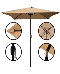 Yiortwo Patio Umbrella with Crank Lift and Push Button Tilt for Outdoor Dining