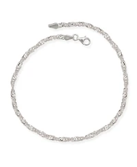 Curata Jewelry 925 Sterling 10 Inch 4mm Sparkle-Cut Wide Singapore Chain Ankle Bracelet Anklet