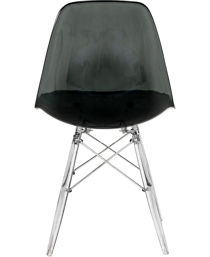 LeisureMod Cresco Modern Molded Dining Chair, Chrome-Plated Eiffel Base and Acrylic Support Legs Ergonomic Curved Seat Accent Side Chair