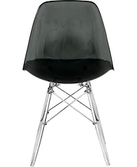 LeisureMod Cresco Modern Molded Dining Chair, Chrome-Plated Eiffel Base and Acrylic Support Legs Ergonomic Curved Seat Accent Side Chair