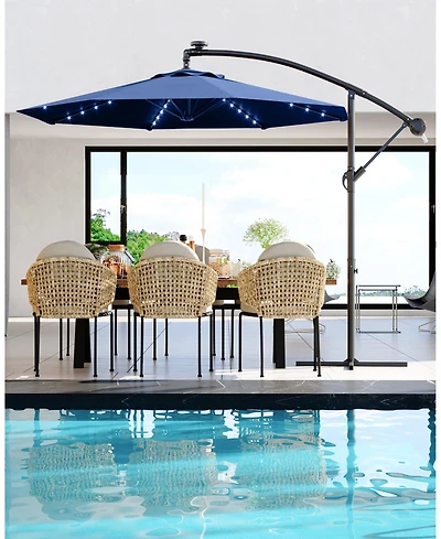 gaomon 10Feet Uv-Resistant Offset Patio Umbrella with Solar Led Lights for Backyard, Poolside