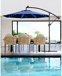 gaomon 10Feet Uv-Resistant Offset Patio Umbrella with Solar Led Lights for Backyard, Poolside