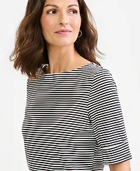Style & Co Petite Elbow Sleeve Boat Neck Top, Macy's Exclusive