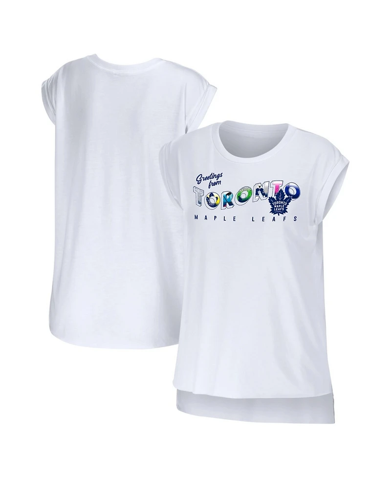 Wear by Erin Andrews Women's White Toronto Maple Leaf Greetings From Muscle T-Shirt