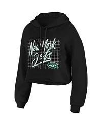 Wear by Erin Andrews Women's Black New York Jets Domestic Cropped Pullover Hoodie