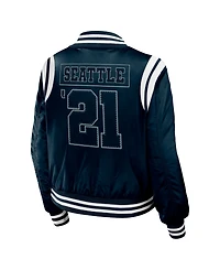 Wear by Erin Andrews Women's Deep Sea Blue Seattle Kraken Baller Full-Zip Bomber Jacket