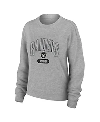 Wear by Erin Andrews Women's 2-Piece Heather Gray Las Vegas Raiders Plus Knitted Tri-Blend Long Sleeve T-Shirt & Pants Lounge Set