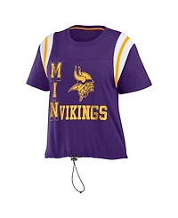 Wear by Erin Andrews Women's Purple Minnesota Vikings Cinched Color block T-Shirt